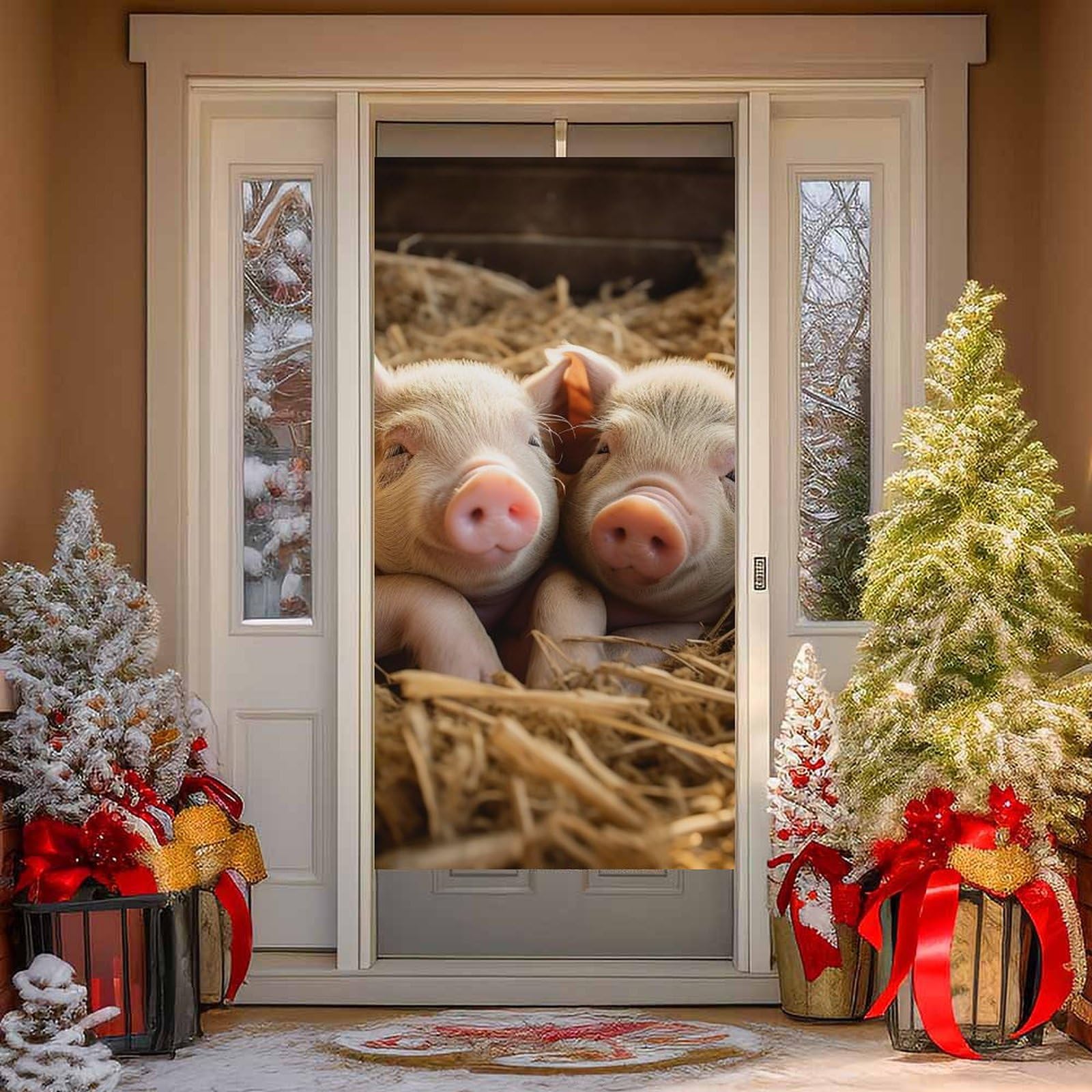 NTVOWPZO Pigs Door Curtains for Doorway Privacy Dividers Door Banner Blackout Curtains Fabric Door Window Curtain for Home Bedroom Kitchen Decor 35.4x70.9 in Decorative Banner