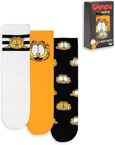 Garfield Paquete de 3 calcetines unisex para adultos, película de gatos, calzado multicolor