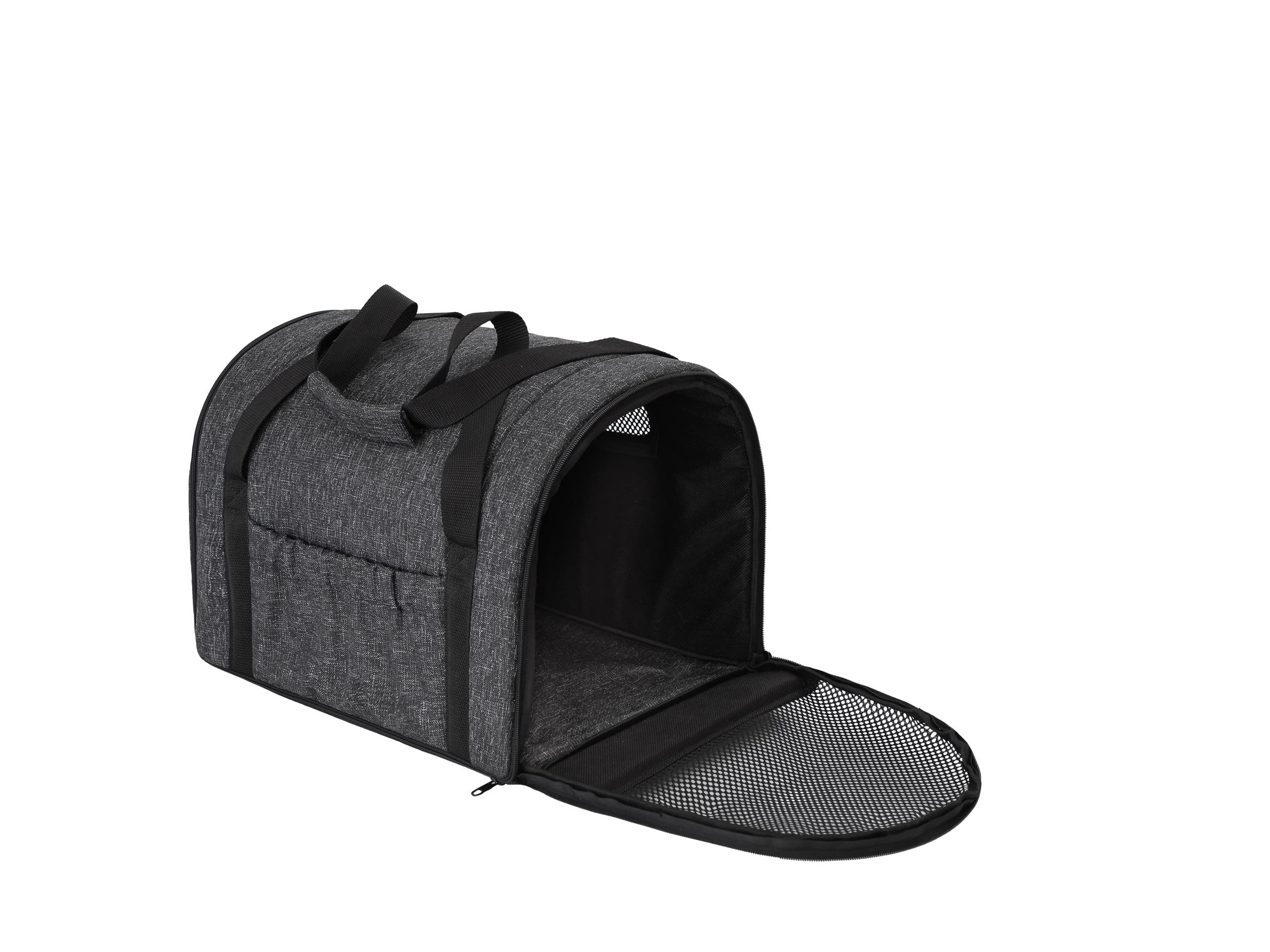 Bolsa de transporte para gatos, bolsa de transporte para mascotas, plegable, para perros o gatos, color negro jaspeado, tamaño 1: 27 x 39 x 28 cm