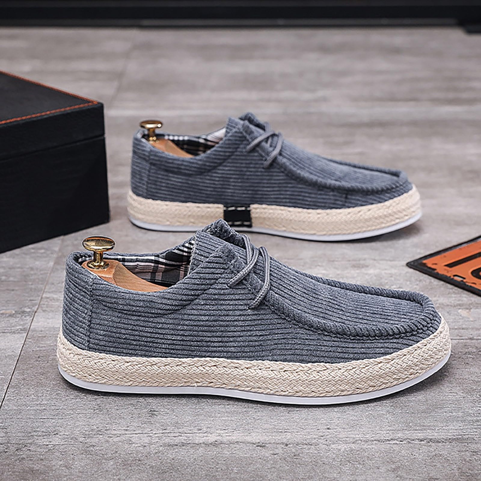 generisch Espadrillas da uomo in velluto a coste, casual, slip-on, scarpe per il tempo libero, scarpe in lino, mocassini piatti, comode, leggere, comode, traspiranti, scarpe da ginnastica antiscivolo