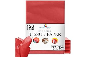 Crown Display 120 Sheets Red Tissue Paper: 15" x 20" Packing Paper Sheets