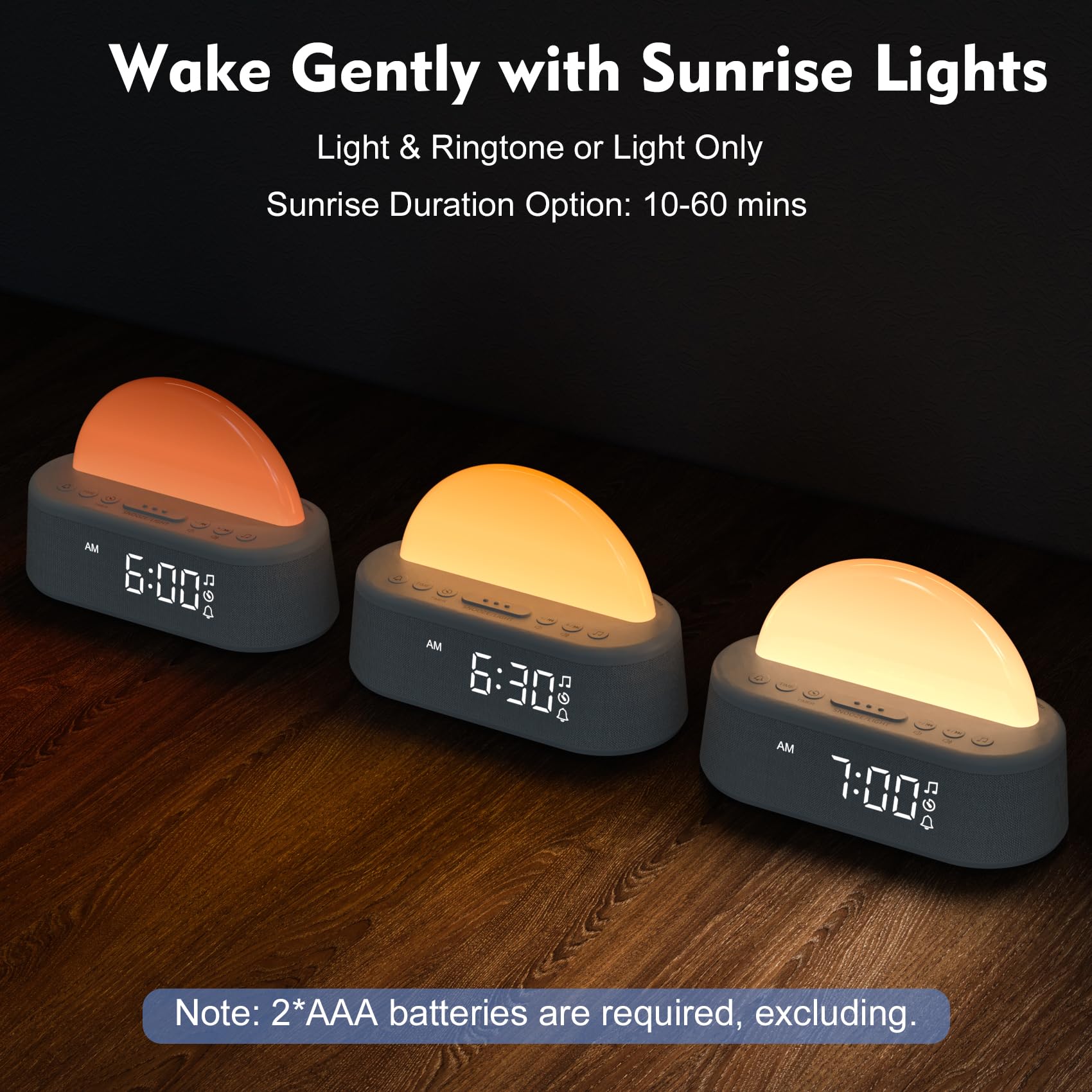 Wake Up Light Sonnenaufgangswecker, weißes Rauschen Soundmaschine mit 30 beruhigenden Klängen