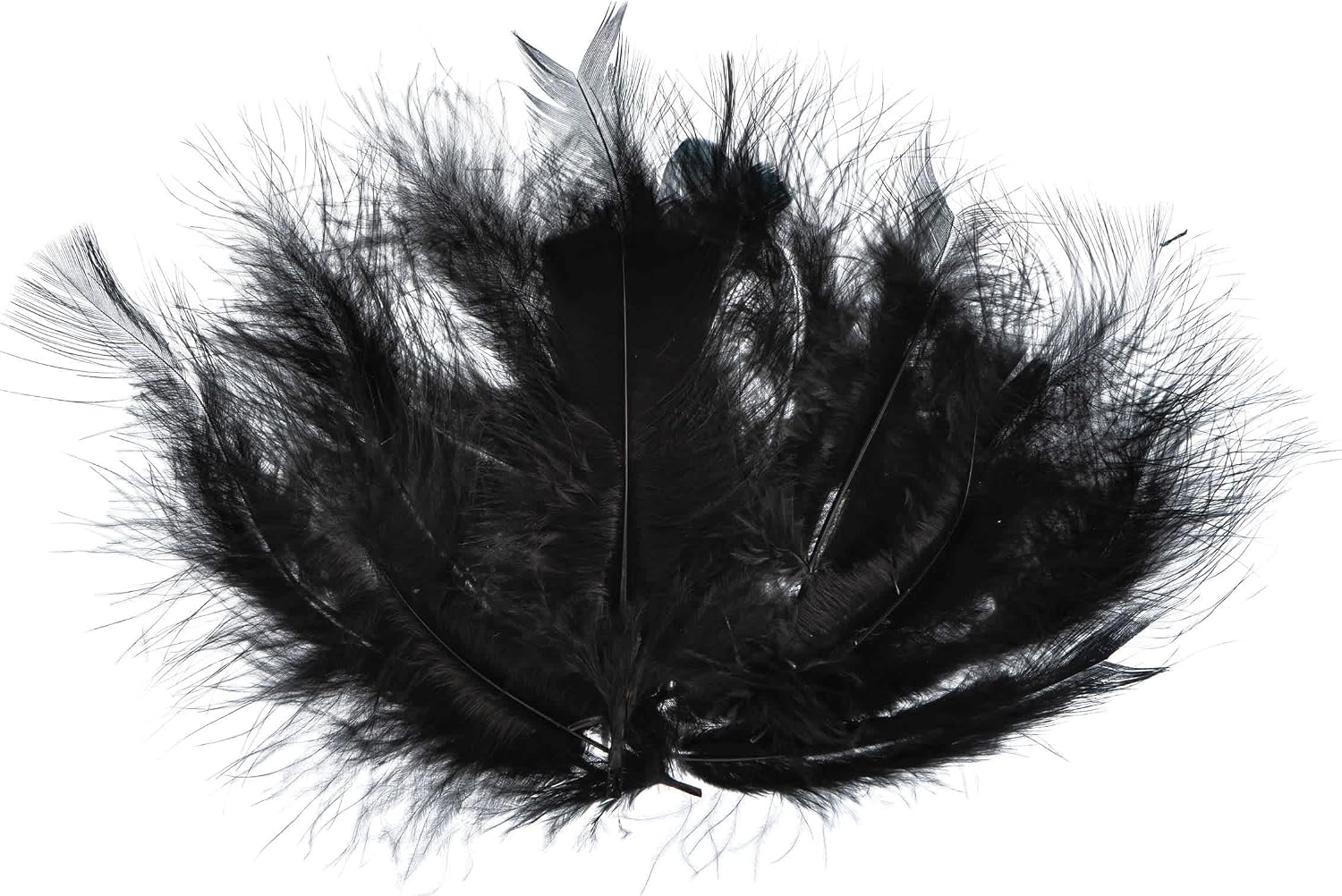 John Bead Marabou Feathers 4-6in, Black, (3 Headers x 6g ea)