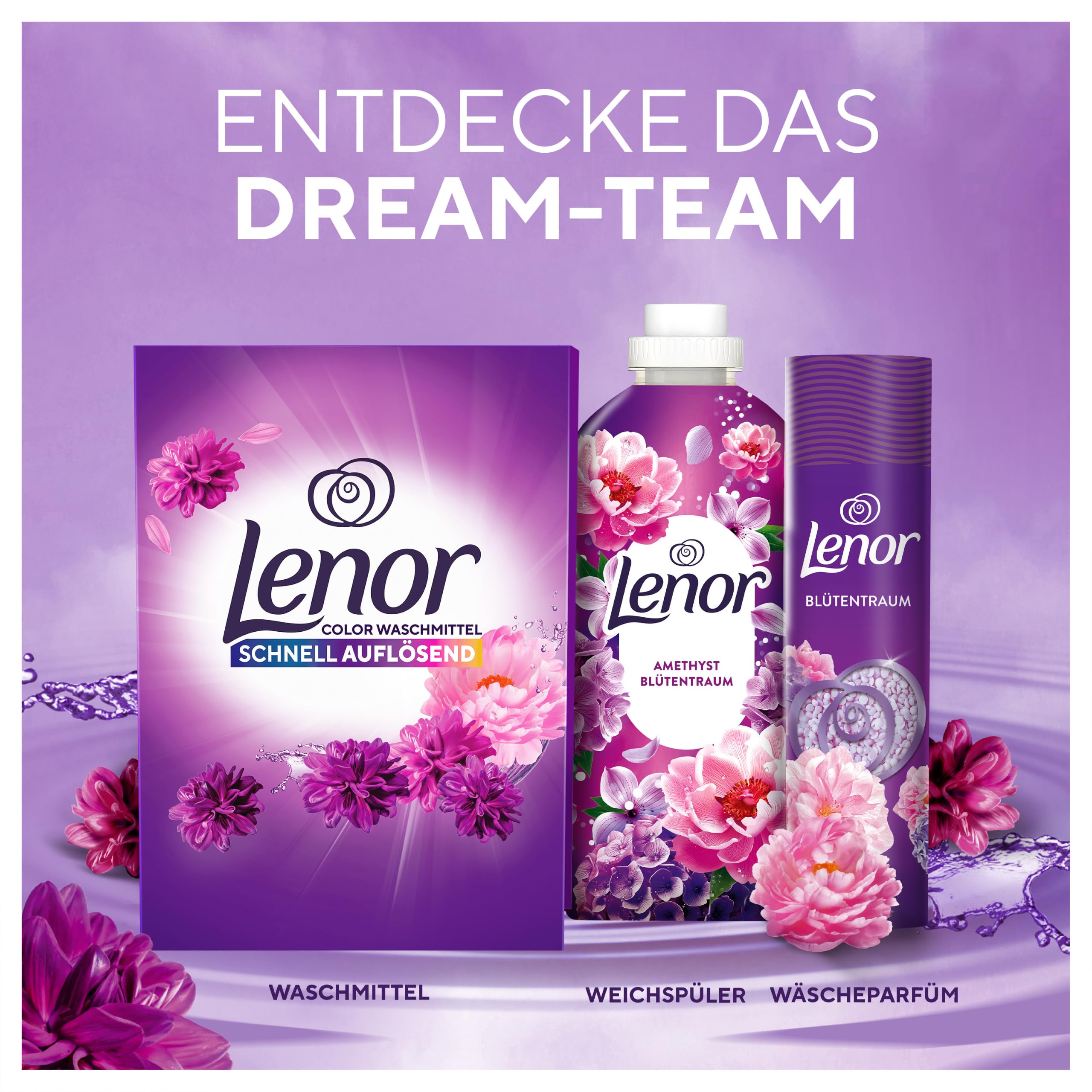 Lenor Pulverwaschmittel Color Amethyst Blütentraum, 72 Waschladungen, Extra Geruchsabwehr Und Lang Anhaltende Frische