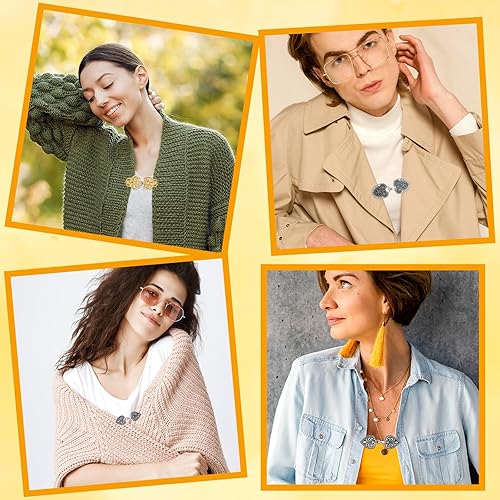 Miniatura 3 de 4 clips para suéter, clips vintage para chal, cierre de capa, clip para ropa para ajustar, cierres y cierres de suéter para cárdigans, clip de