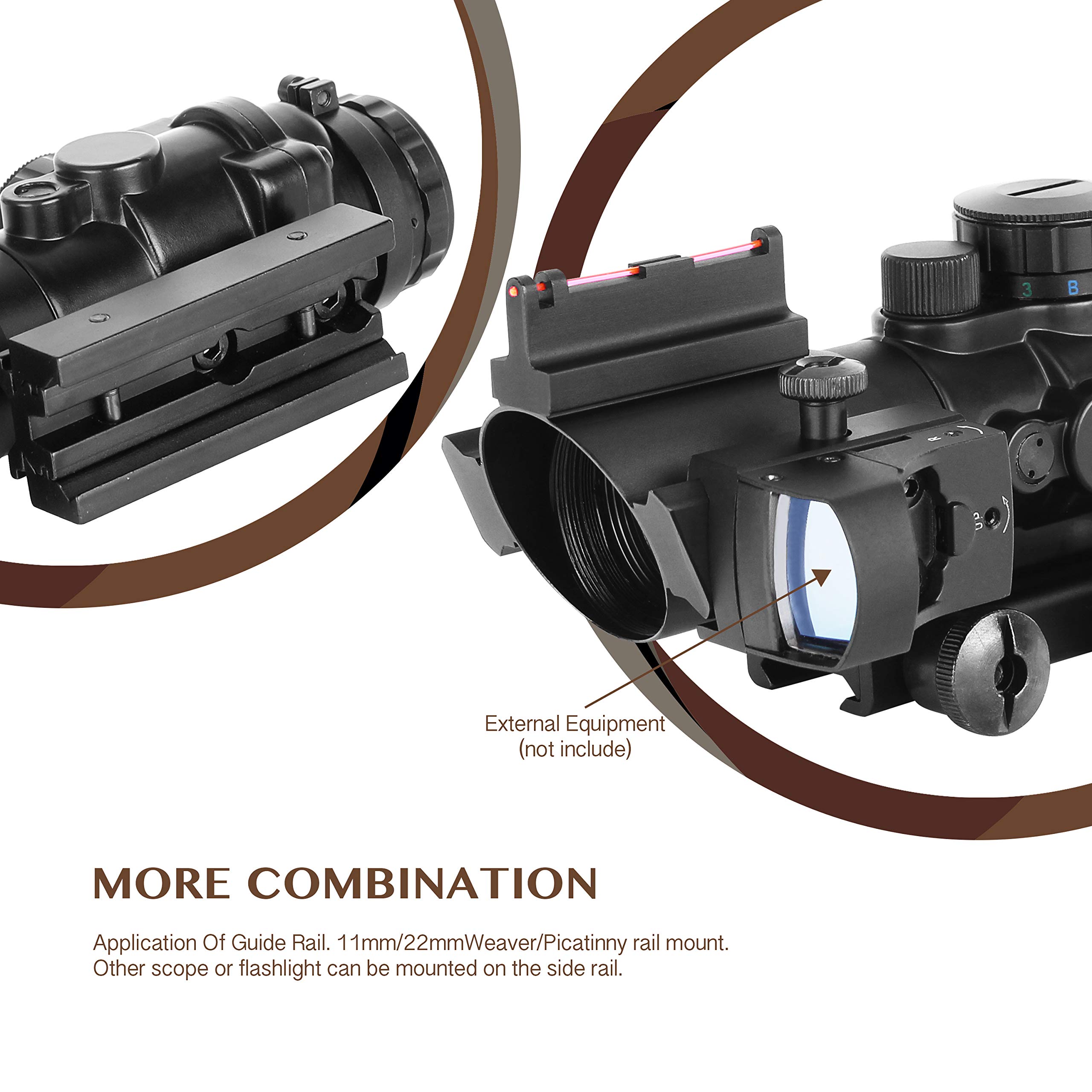 AOMEKIE Zielfernrohr 4x32mm mit Fiberoptic und 11mm/22mm Schiene Airsoft Red Dot Visier Sight Leuchtpunktvisier Rotpunktvisier für Jagd Softair und Armbrust