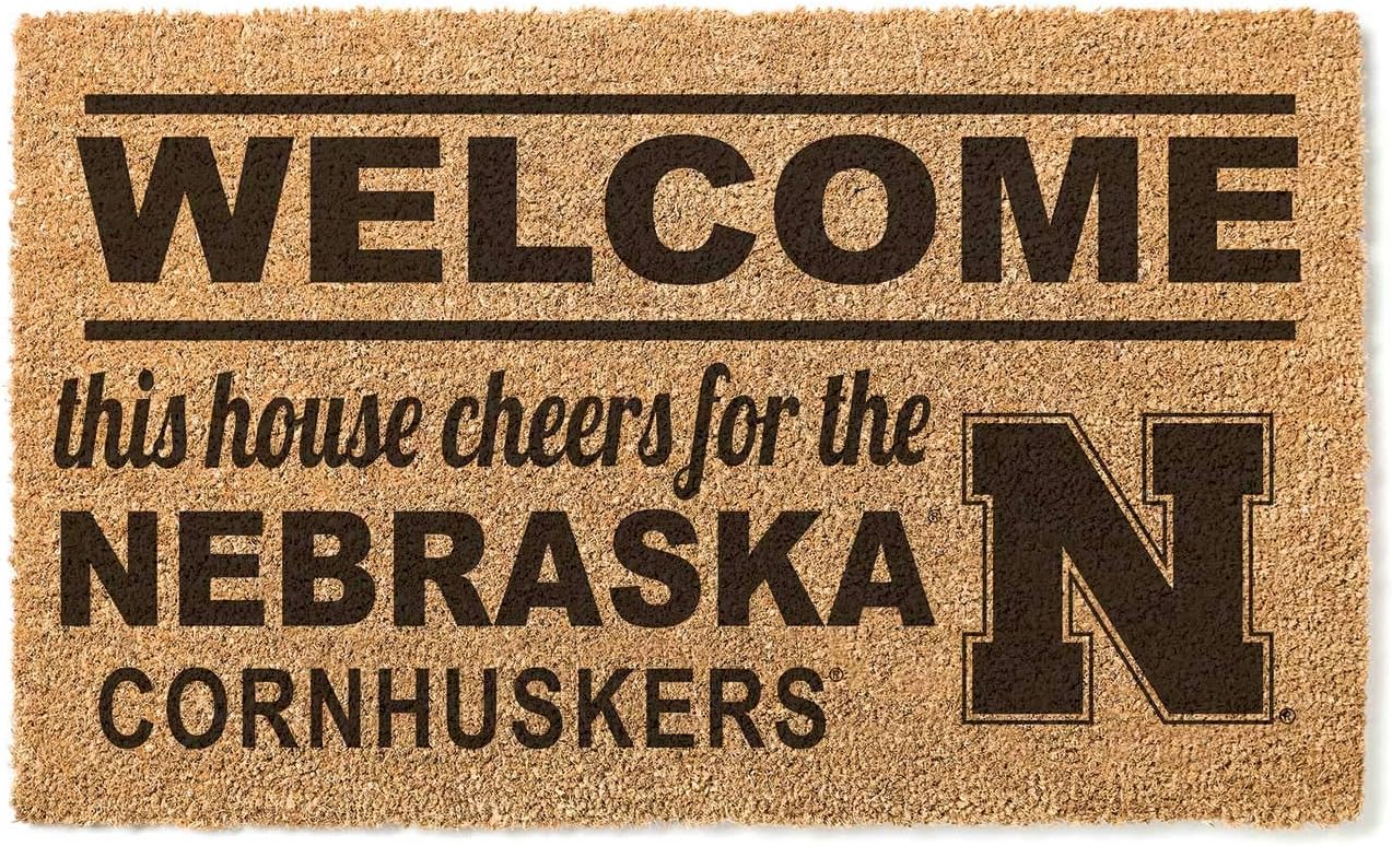 KH Sports Fan Nebraska Cornhuskers Welcome Coir Doormat, 18x30 Inches, Cornhuskers Outdoor Rug; Display Your Team Spirit with This Unique Nebraska Cornhuskers Doormat
