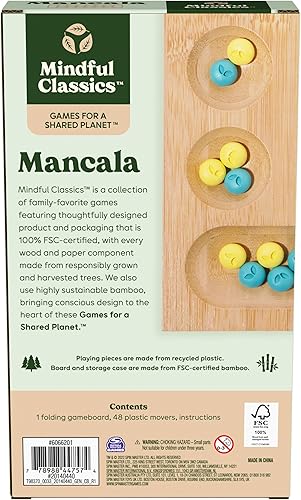 Miniatura 6 de Mindful Classics, juego de mesa Mancala hecho de bambú y plástico reciclado para el Día de la Tierra, productos ecológicos para adultos y niños a