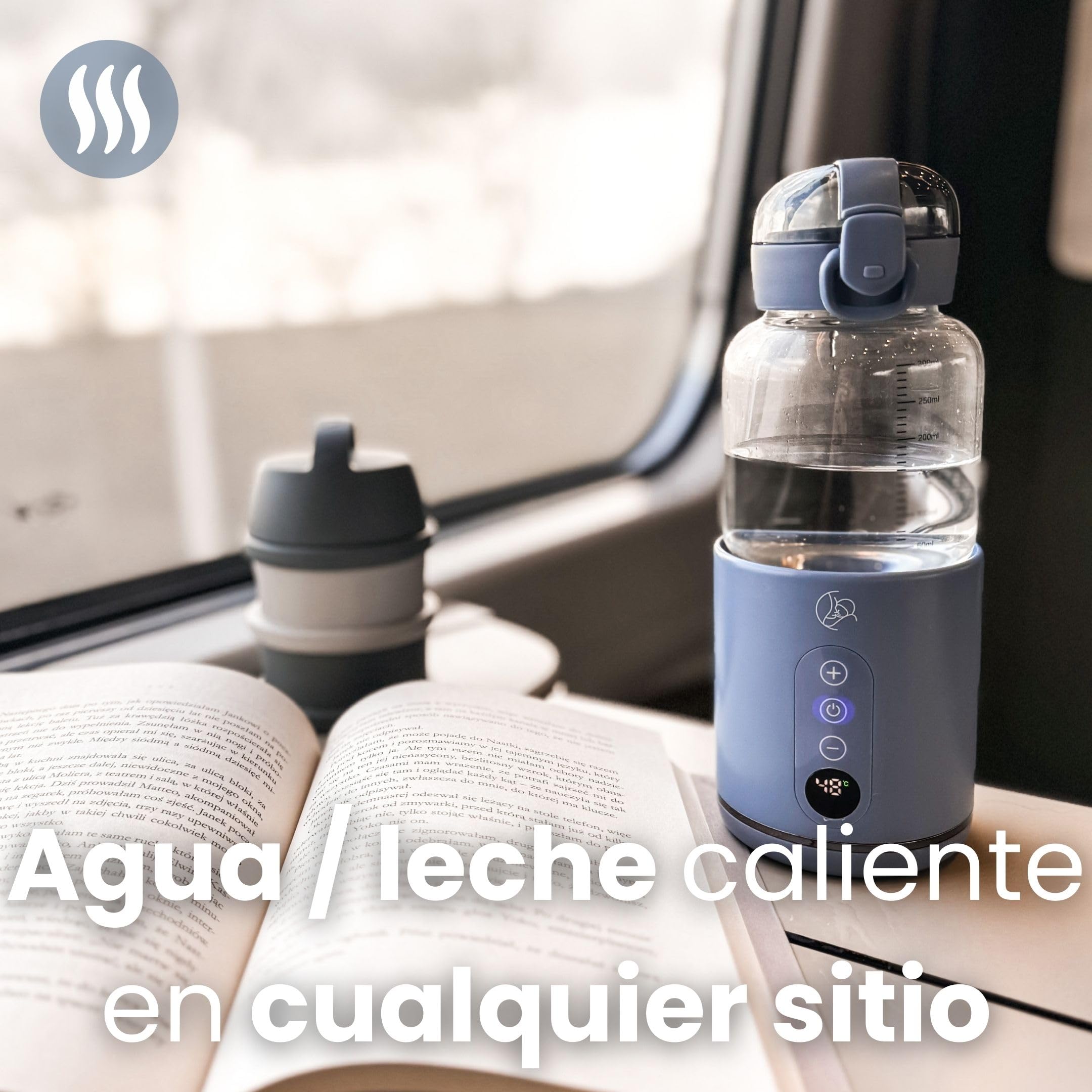 Calentador de Biberones Portátil Para Viajes, Calentamiento Rápido y Control Inteligente de Temperatura, Recargable Por USB (azul)