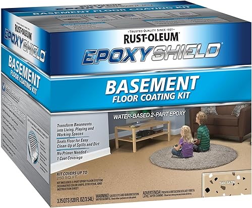Miniatura 3 de Rust-Oleum 391281 EpoxyShield - Kit de revestimiento de suelo para sótano, galón, bronceado satinado