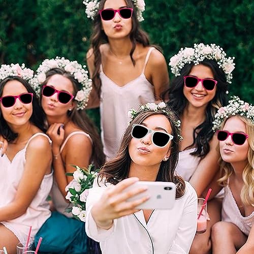 Miniatura 7 de LADY&HOME Paquete de 10 lentes de sol para despedida de soltera, damas de honor y novia para fiesta de novia, despedida de soltera (neón)