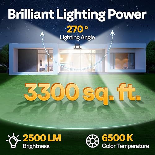 Miniatura 4 de VIVOHOME Luces solares enlazables impermeables para exteriores, luces de inundación con sensor de movimiento de doble rotación, luz LED de seguridad