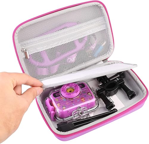 Miniatura 2 de Ourlife Bolsa rígida de viaje para cámaras digitales y de acción, accesorios para niños pequeños, color morado