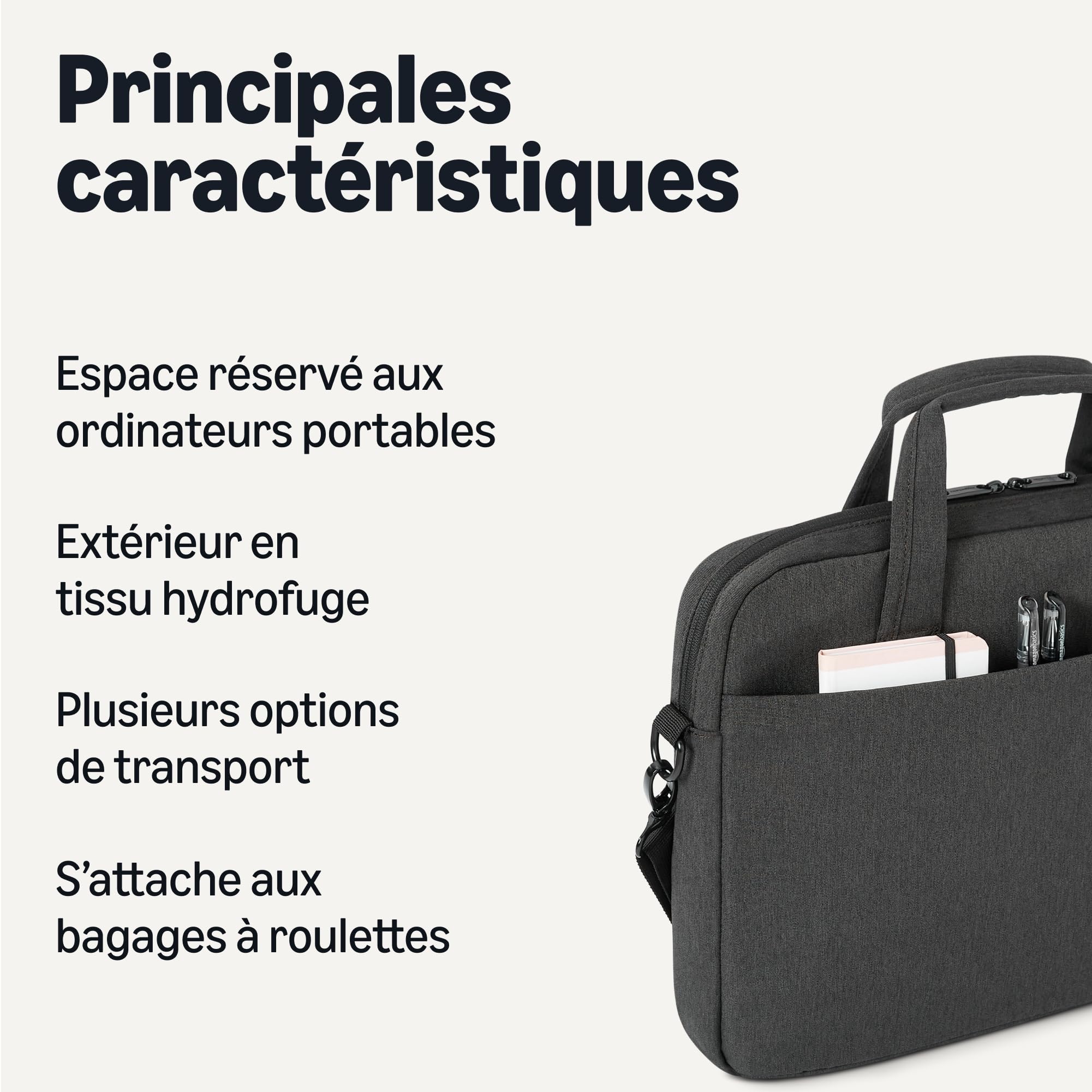 Amazon Basics Sacoche ordinateur portable 15.6 po (39,6 cm) noire