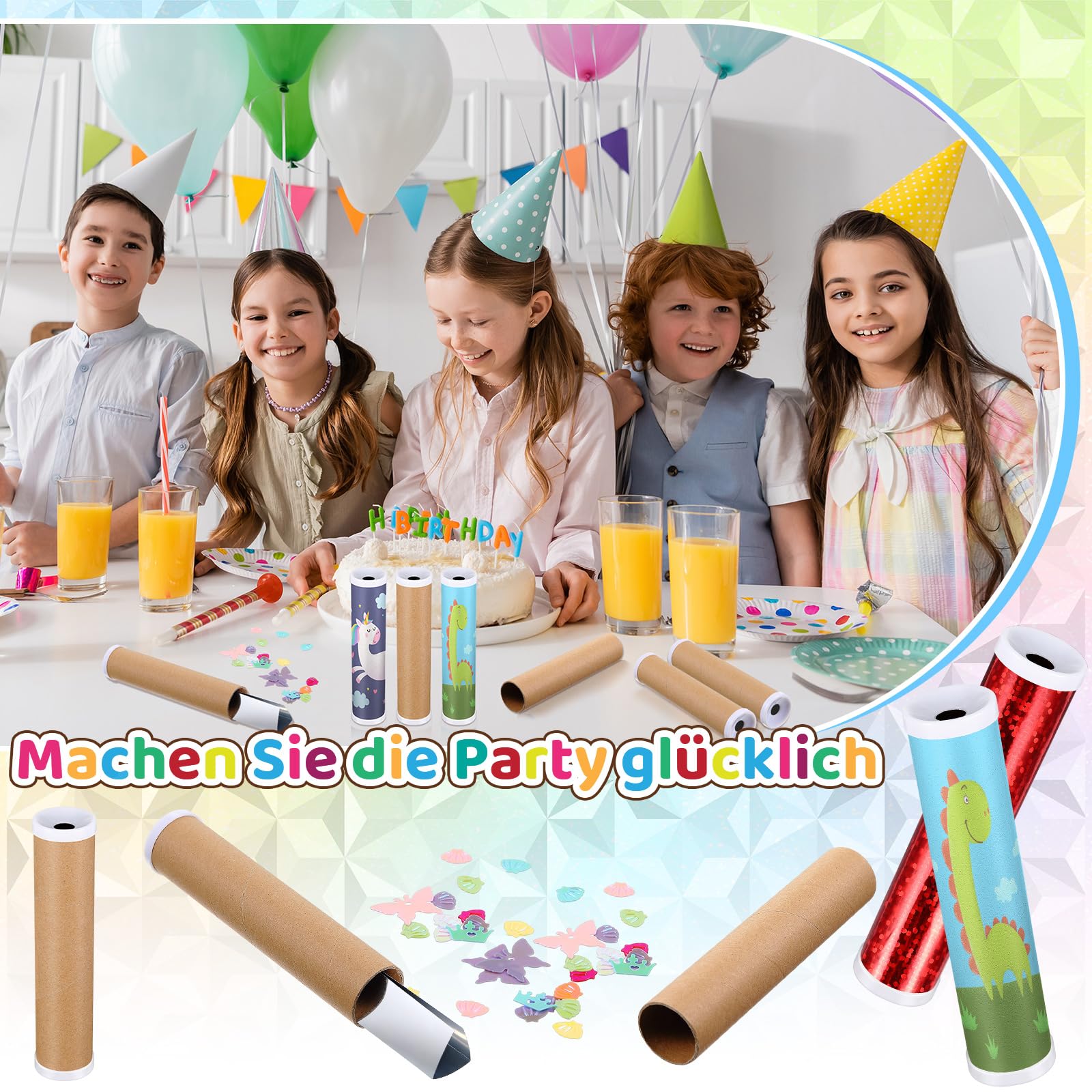Sinmoe 12 Kaleidoskop Bastelset für Kindergeburtstag mit 12 DIY Kaleidoskope 4 Sets 12 Farben 3ml Acrylfarben 12 Sets Pinsel Mitgebsel für Mädchen Junge Schule Kindergarten