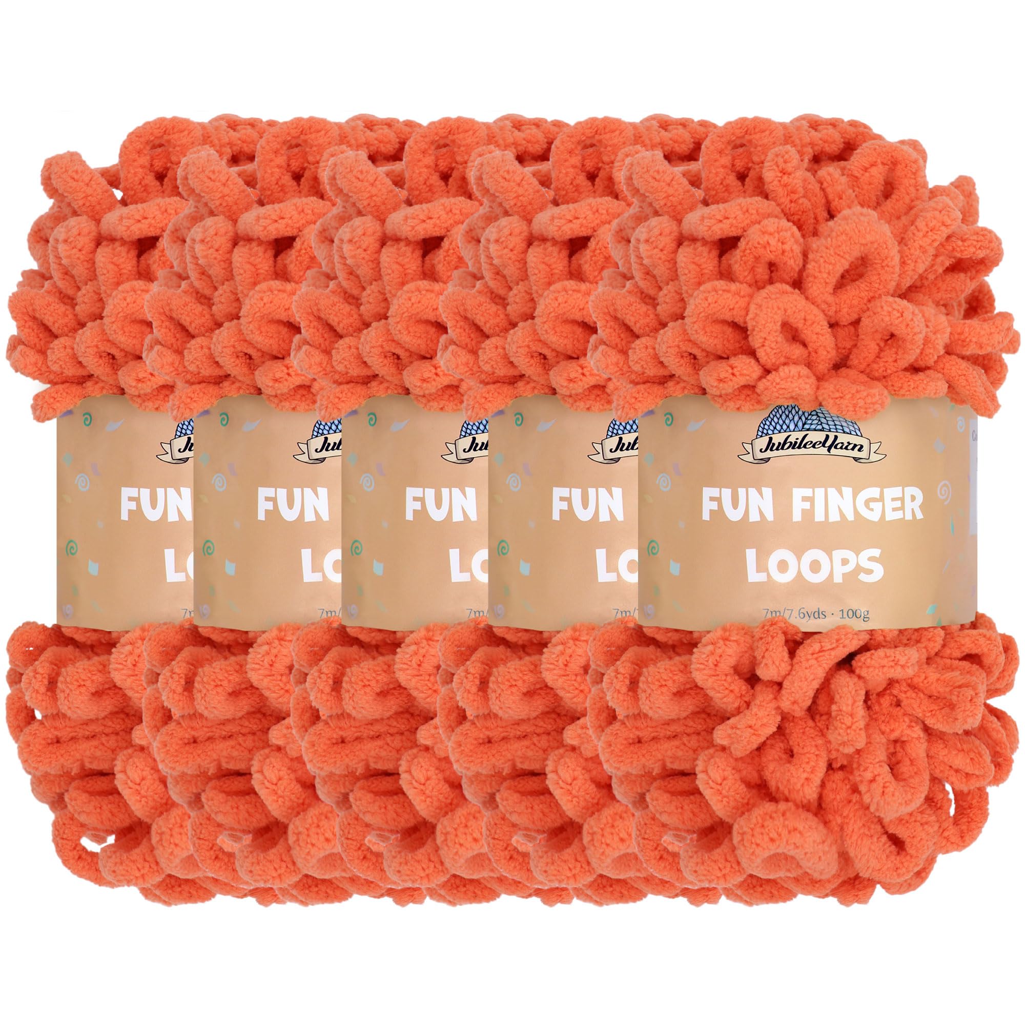 JubileeYarn Fun Finger Loops Yarn - Polyester Jumbo Weight Loop Yarn - 100g/Skein - Living Coral - 5 Skeins โ image 1