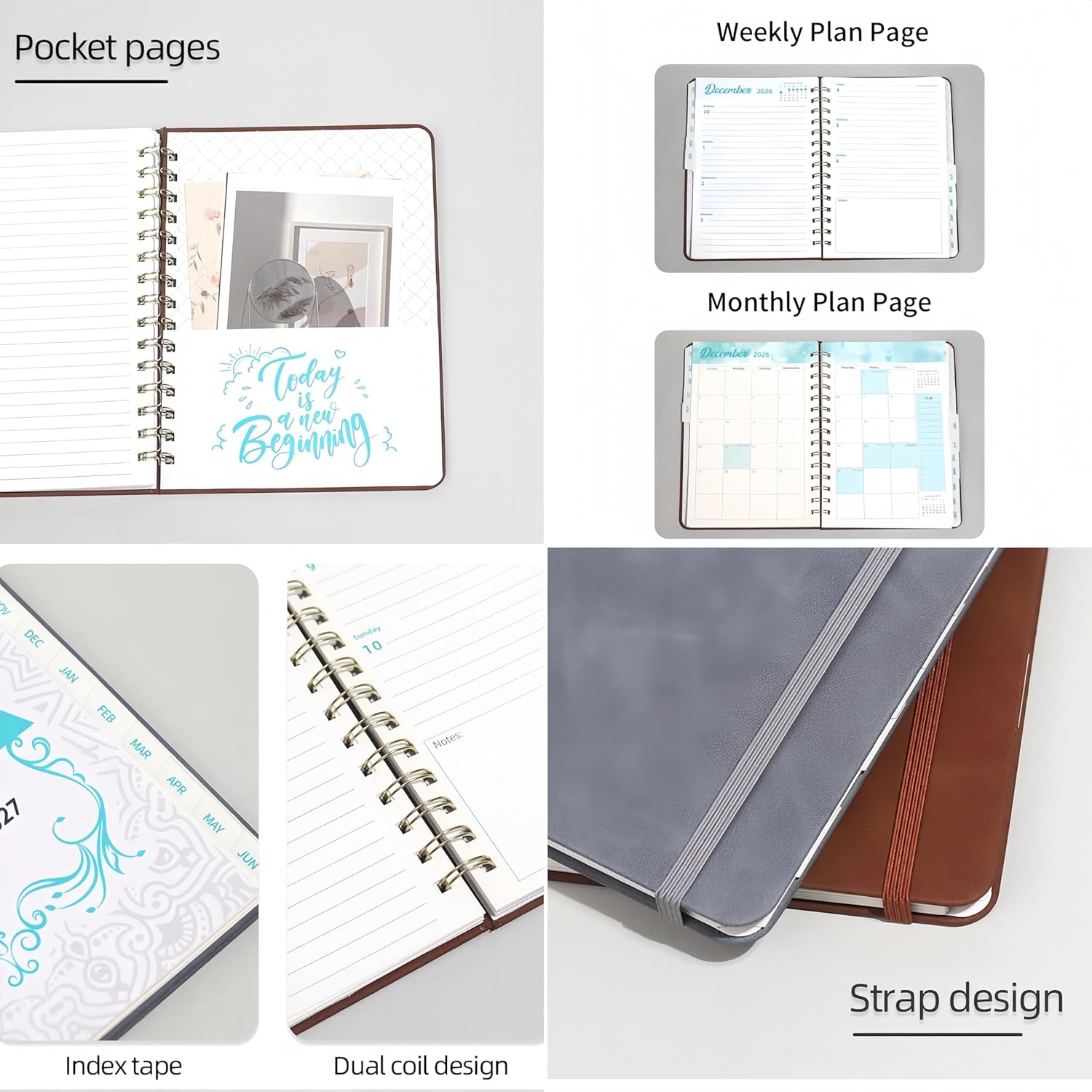 Personalized academic Planner 26-27 For Women & Men，Monthly and Weekly Calendar Planner，July 2026-June 2027，Custom A5 Leather Schedule Notebook，Gift For Colleagues And Leaders，Christmas gifts for teens(Photo)