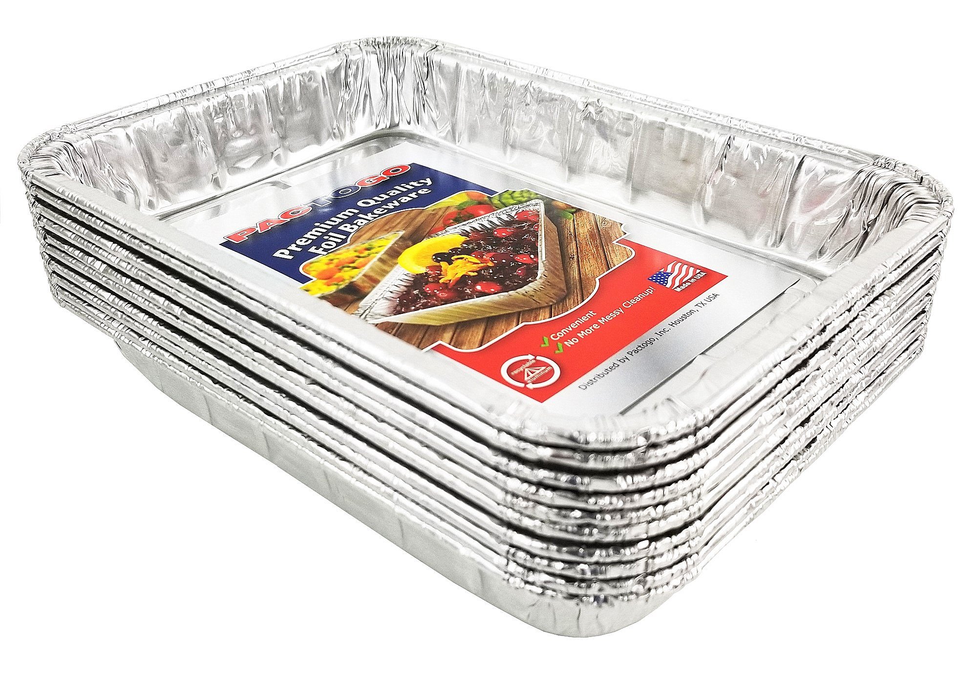PACTOGO 7.5" x 5" Small Aluminum Foil BBQ Grease Drip Catching Pan - Compatible with Weber Grills (Pack of 10)