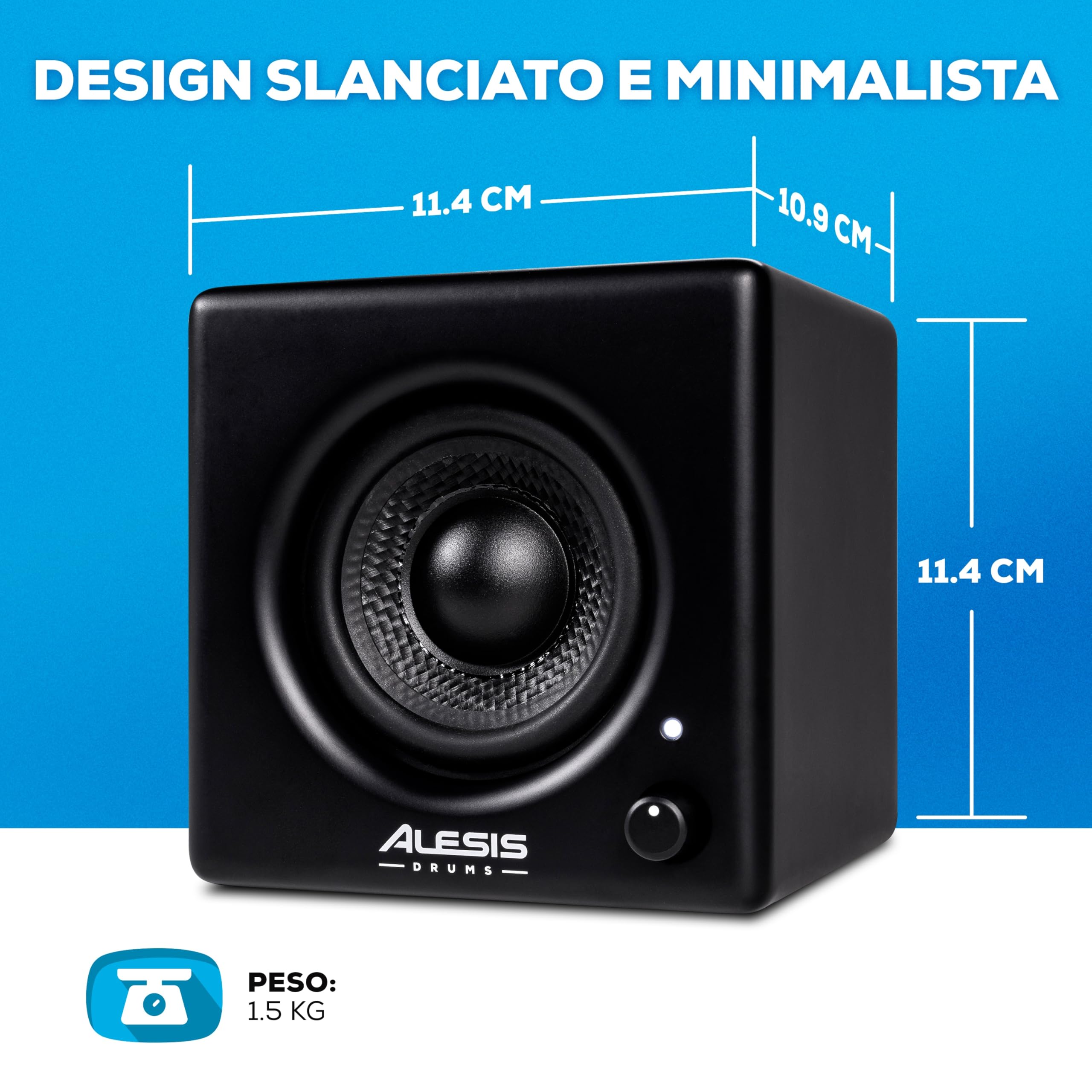 Alesis Nitro Amp Cassa Monitor Montabile su Batteria Elettronica da 3" e 70W ideale per Pratica e Lezioni, con Morseti Inclusi