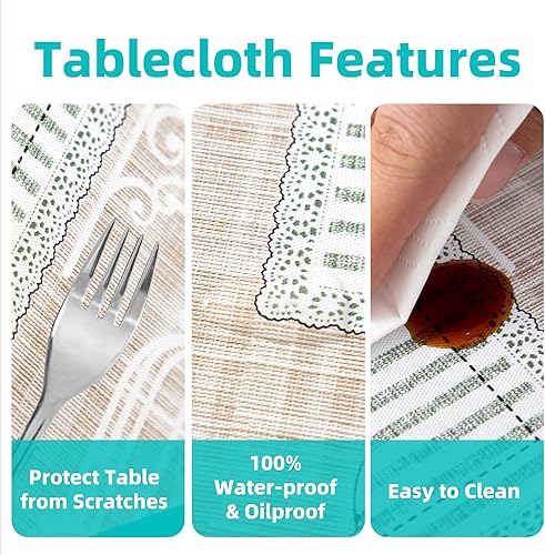 Miniatura 3 de DwEllAid Mantel rectangular de vinilo de 52 x 70 pulgadas con reverso de franela, mantel para el día de San Valentín, mantel de hule 100% impermeable