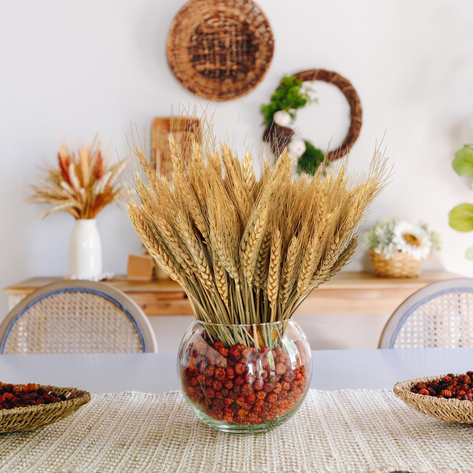 300 Piezas Espigas de Trigo Secas Naturales Flores de Trigo Seco Ramo de Hierb Flores Secas Decoracion para Hogar Mesa de Comedor Boda Decoración de Otoño