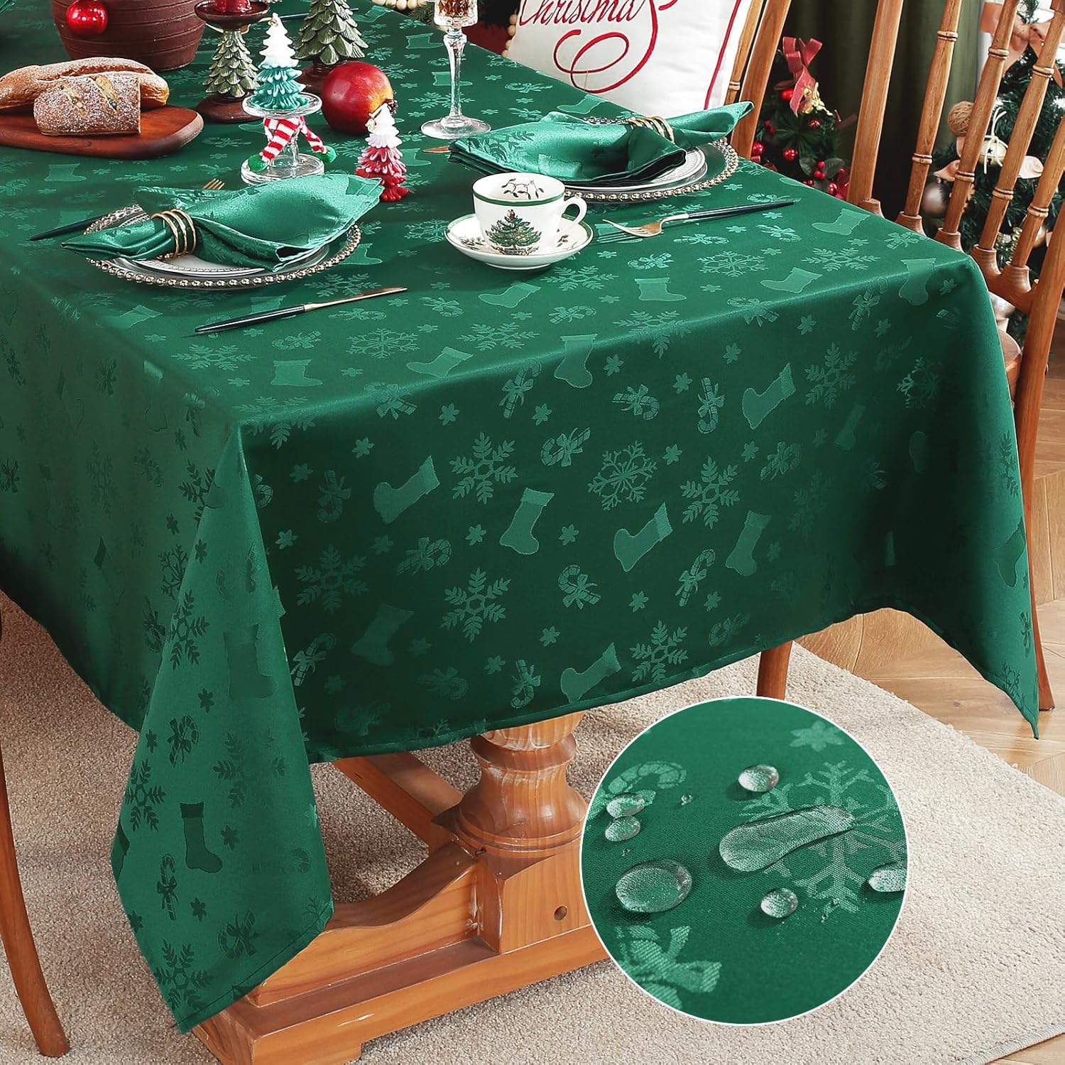 Amazon.com: Honellaty Christmas Rectangular Tablecloth, Spillproof ...