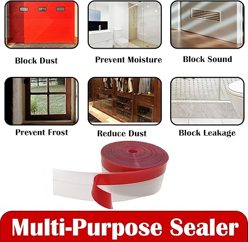 Miniatura 6 de Cinta transparente para burlar, tira de silicona para sello de corrientes de aire. Mejorada con tira más gruesa y parte trasera de cinta adhesiva