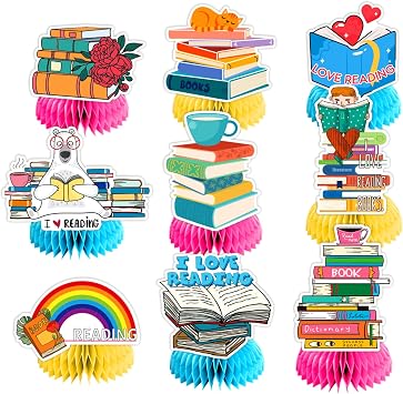 9 PCS Book Honeycomb Centerpieces Table Decorations Books Table Centerpieces for Books Party Supplies Reading Birthday Party Decorations Library Decorations
