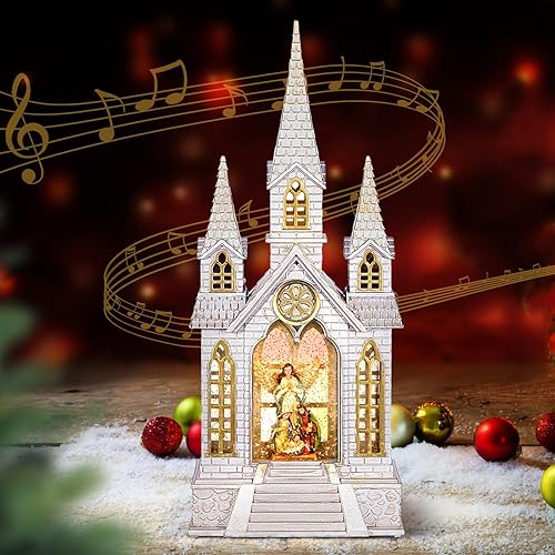 Globo de nieve iluminado para iglesia, linterna de nieve de Navidad, Navidad Santa Familia, Nochebuena, globo de nieve con purpurina, decoraciones