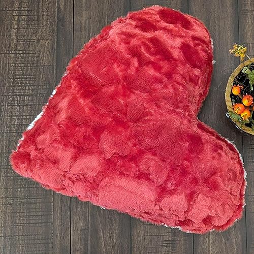 Miniatura 1 de DaDa Bedding Dreamy - Almohada de piel sintética de corazón rojo de ensueño, cojín de peluche de corazones enamorados de San Valentín con inserto