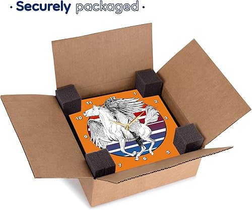 Miniatura 7 de 3dRose Wall Clock Silent - 15 inch - Vintage Pegasus Illustration Against Retro Sunset - Vector Art - Pegasus