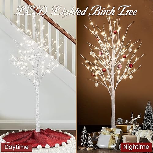 Miniatura 2 de Hooseng Lámpara de árbol con luz LED, 3 piezas de árbol de abedul con luces, 4 pies, 5 pies y 6 pies para verano, boda, festival, fiesta, jardín,