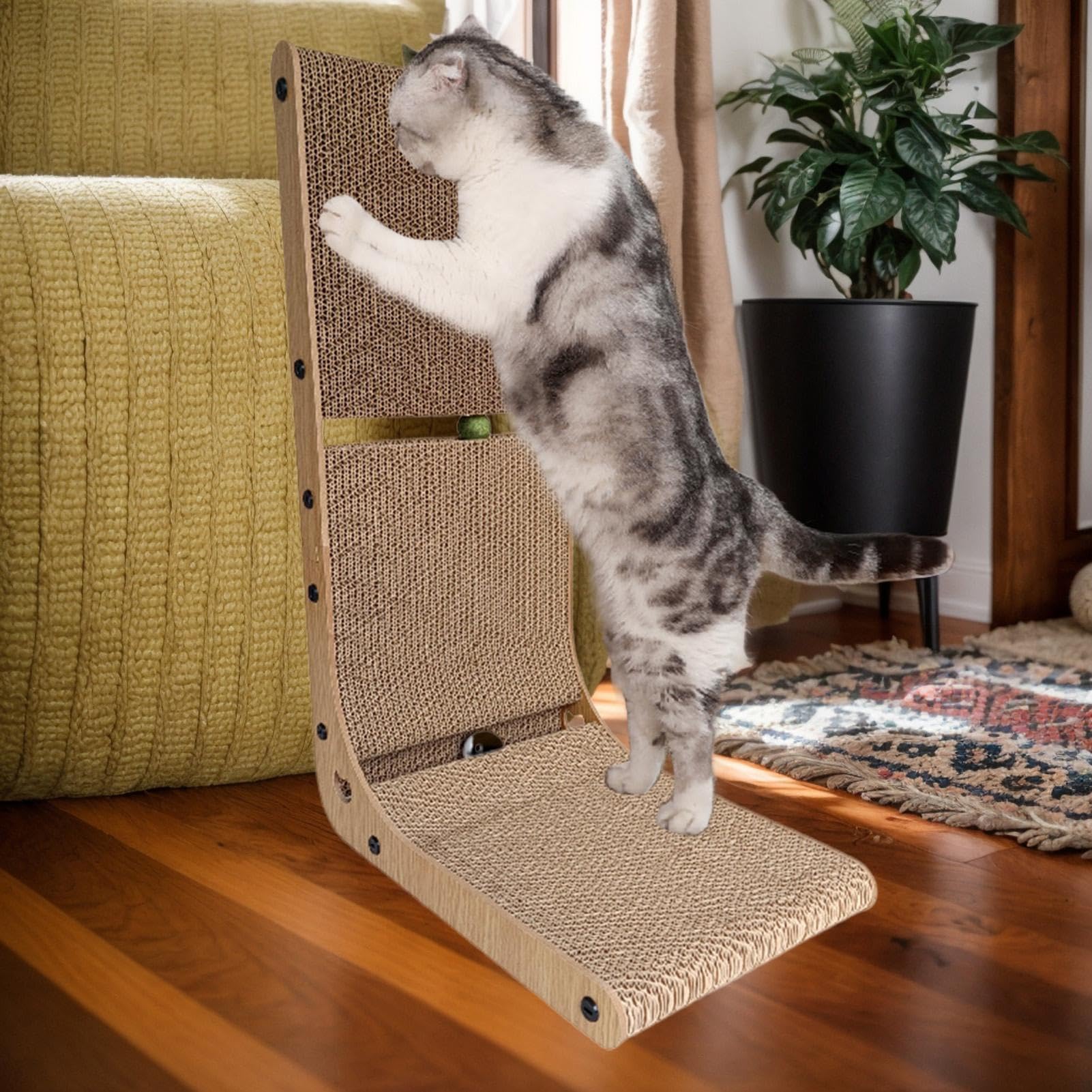 Katzenkratzbaum aus Pappe | Kratzbrett für Katzen | L-förmige Kratzmatte | für Katzen - Vertikale Entspannung Kratzbrett für Katzen | Wandmontage für Indoor-Katzen