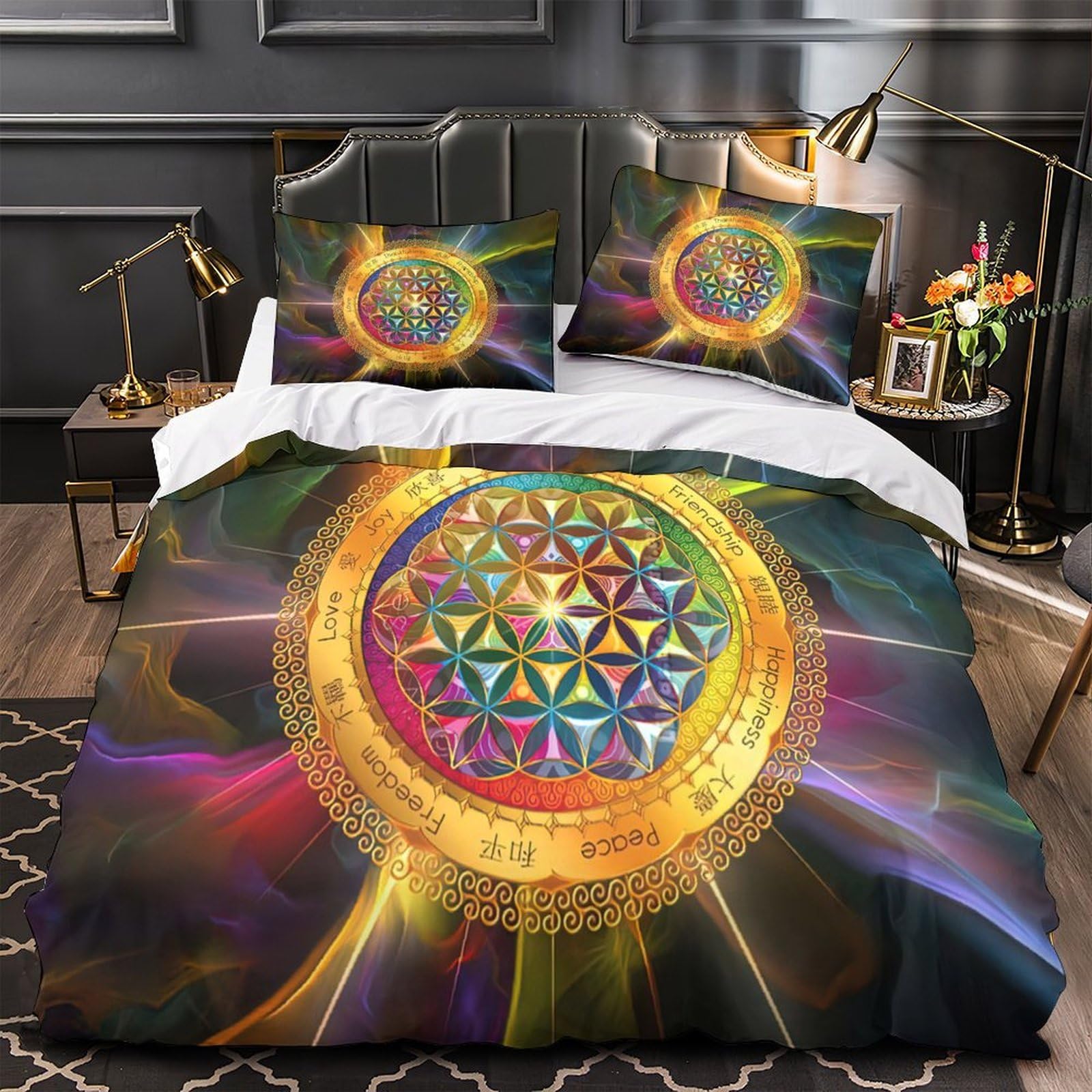 Housse de couette esprit spirituel pour chambre de fille lit simple parure de lit cosy 3D