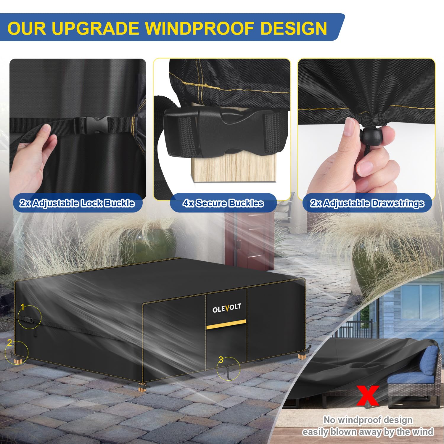 Fundas Muebles Jardin Exterior Impermeable Funda Mesa Jardin 420D | Cubre Muebles Exterior Impermeable Funda Sofa Jardin Rectangular Fundas Muebles Exterior para Mesas, Sillas 242x182x100cm