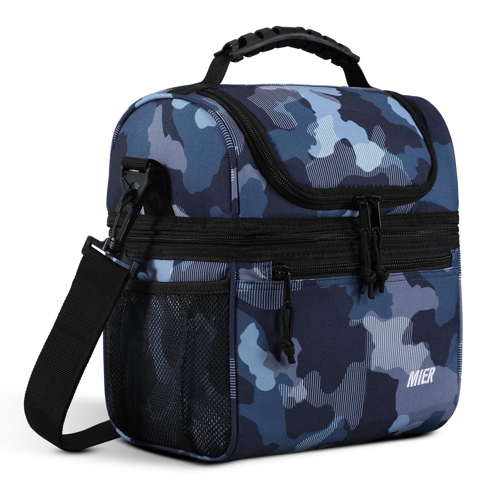 MIER Insulated Lunch Box Dual Compartment Lunch Bag Leakproof Cooler for Men Women Adult Work, Camo, Medium (Upgraded Extra-Tall Bottom Layer) — image 1