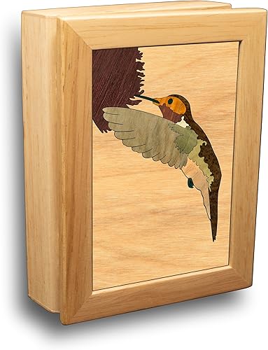 Caja de regalo de madera de colibrí y joyeros Hecho a mano en Estados Unidos Calidad inigualable Único, no hay dos iguales Obra original de arte