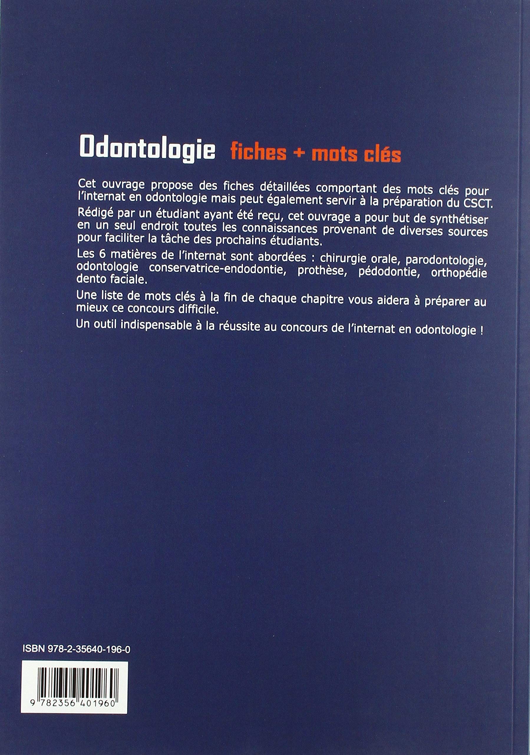 Odontologie: réussir l'internat fiches et mots clés