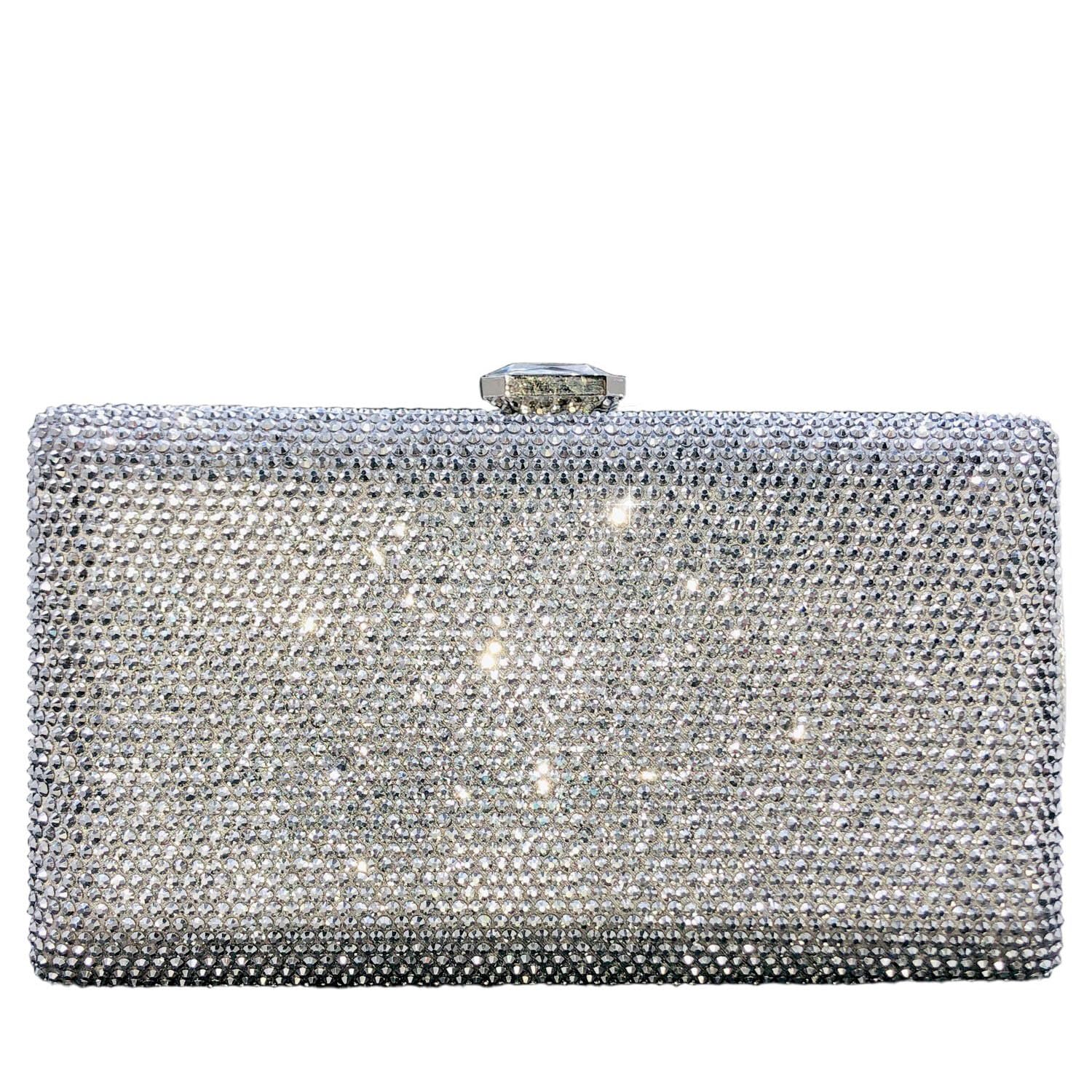 Boutique De FGG Crystal Evening Bags for Women Formal Party Box Clutch Wedding Rhinestone Handbags Bridal Clutch Purse,Mini