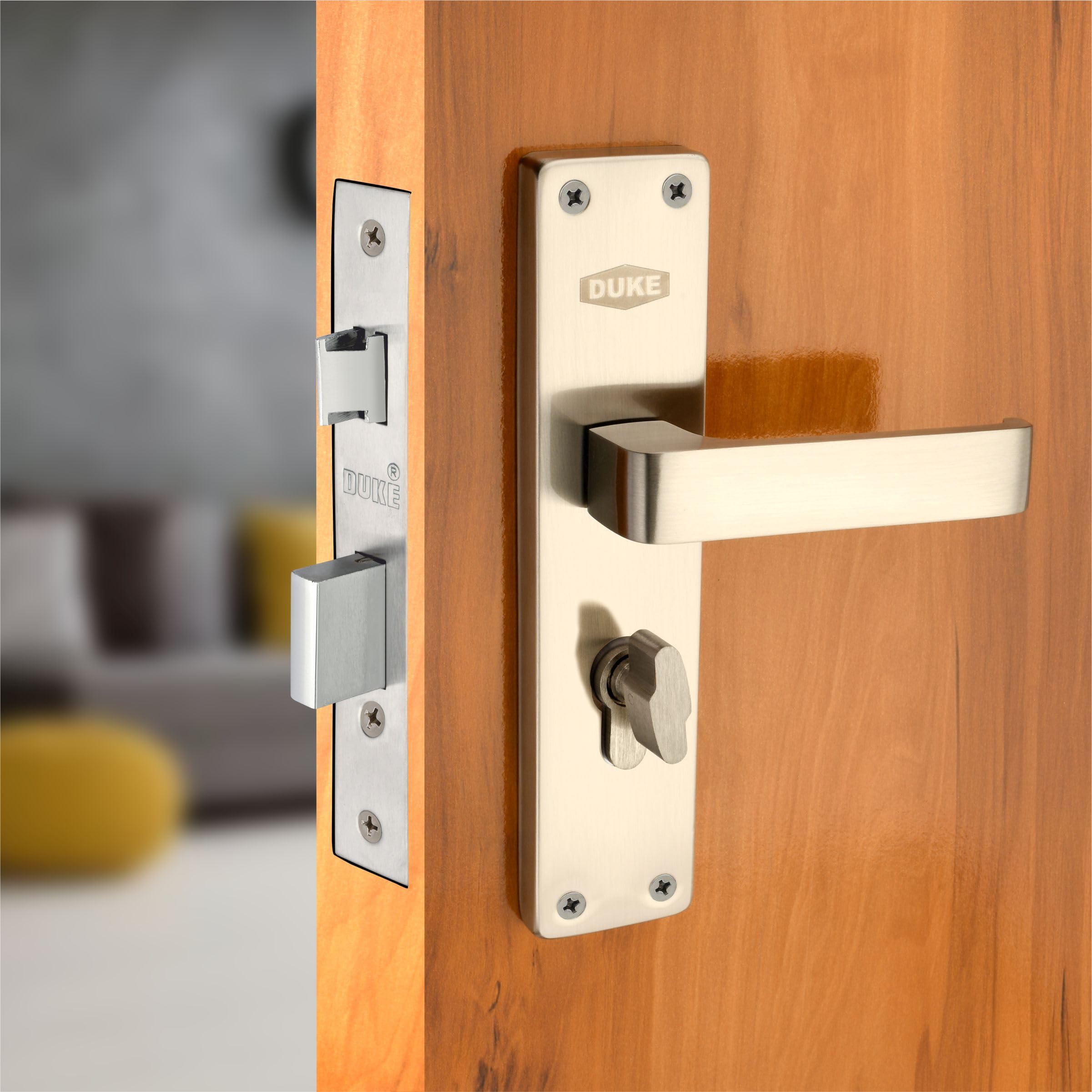 DUKE Mortice Door Handle Set with Lock, SS Finish, Weather Proof, 25-40mm Door Thickness, Brass Cylinder with 3 Keys-image-25