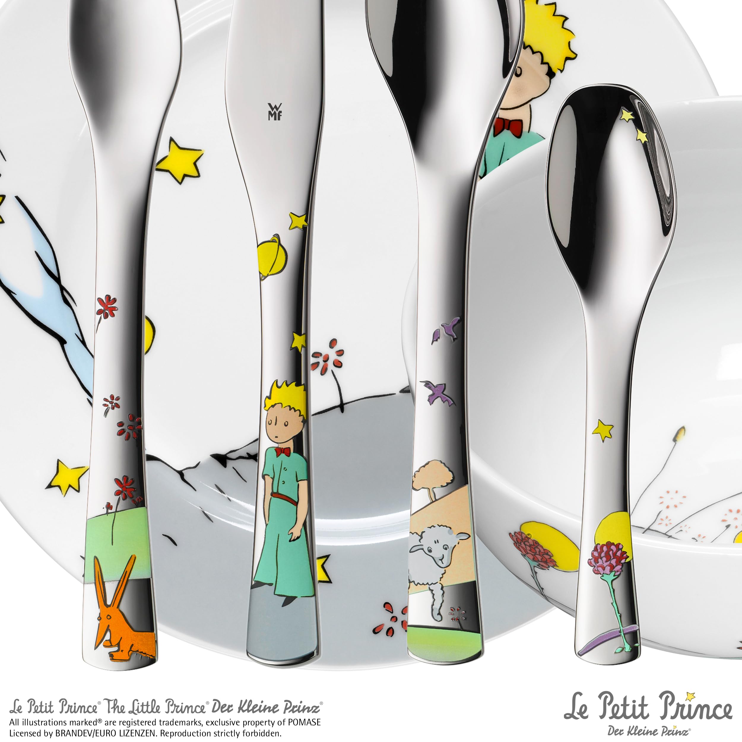 Posate per bambini WMF Il Piccolo Principe con incisione del nome - bellissimo set di posate per bambini - regali di battesimo personalizzati con incisione, idee regalo per bambine e bambini dai 6 ann
