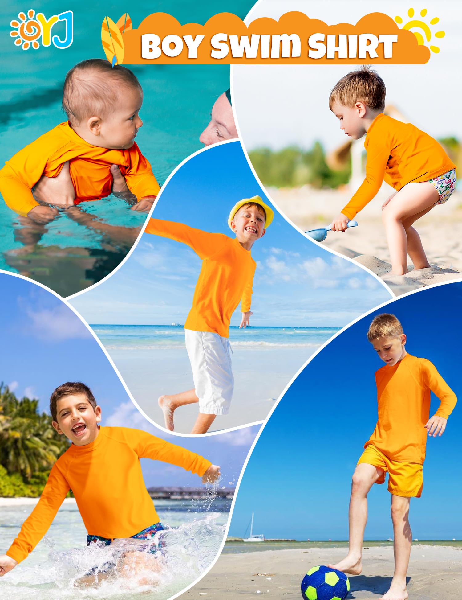 Maillot de bain à manches longues pour garçons UPF+ 50 SPF Soleil Water Surf pour tout-petits, enfants, adolescents 2 à 16 ans