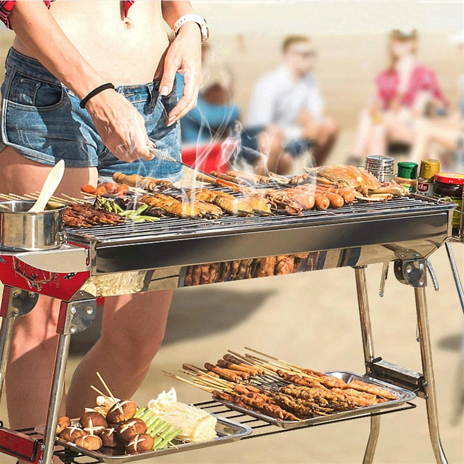 Alfombrillas reutilizables para parrilla de barbacoa, malla de acero inoxidable 304 para asar y hornear y cocinar, accesorio de rejilla antiadherente, perfecto para pescado y barbacoa, 30 x 25 cm
