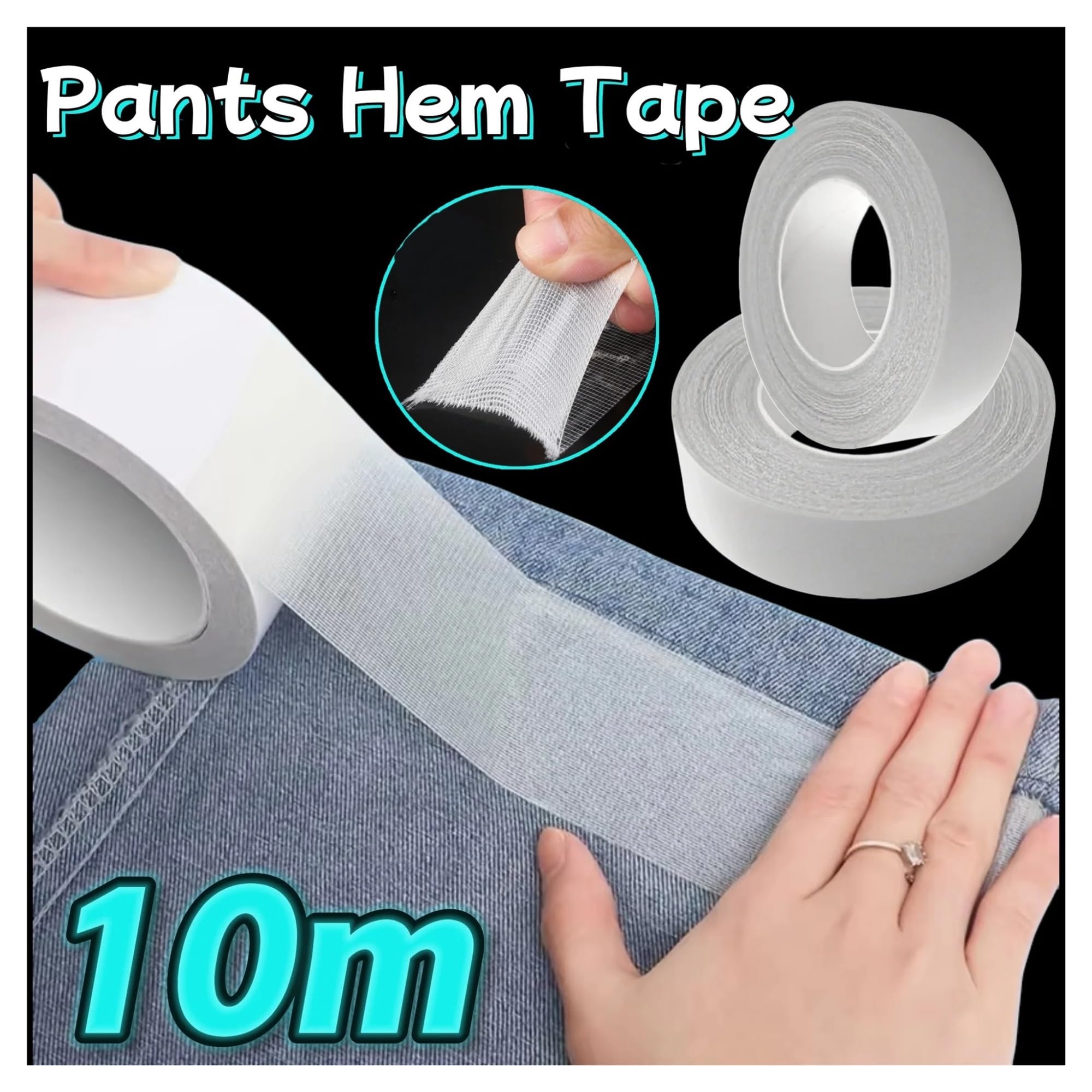 Nastro per orli dei pantaloni Nastro biadesivo in tessuto invisibile, senza cuciture, ferro, pantaloni, nastro adesivo, adesivi fai da te, accorcia gli strumenti cucito(Width 5cm)