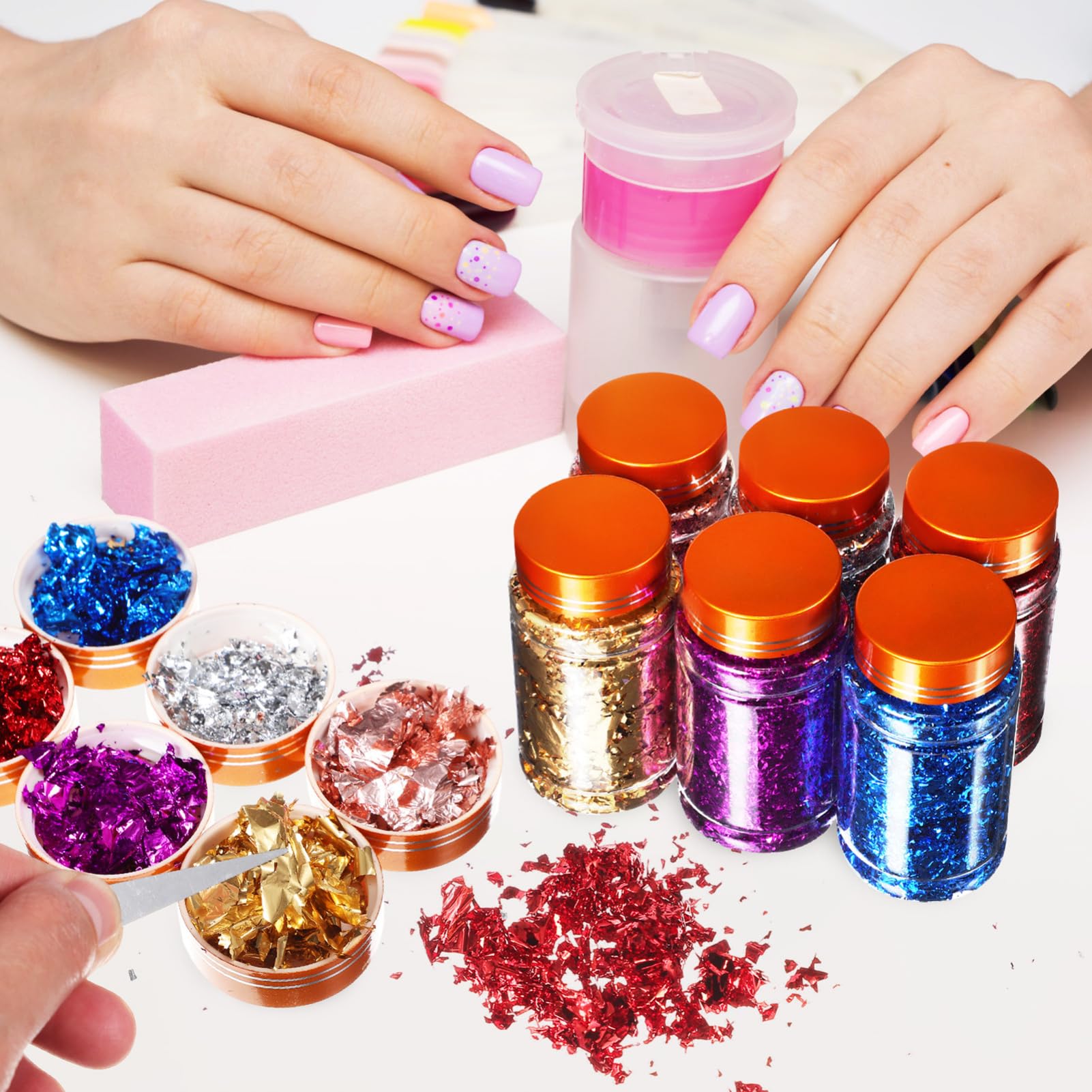 CALLARON 6 Manicura De Aluminio De Oro Roto De Arte De Uñas Dorados De Papel De Aluminio Suministros De Arte De Uñas Escama Mica Lentejuelas De Papel De Uñas Hoja De Oro