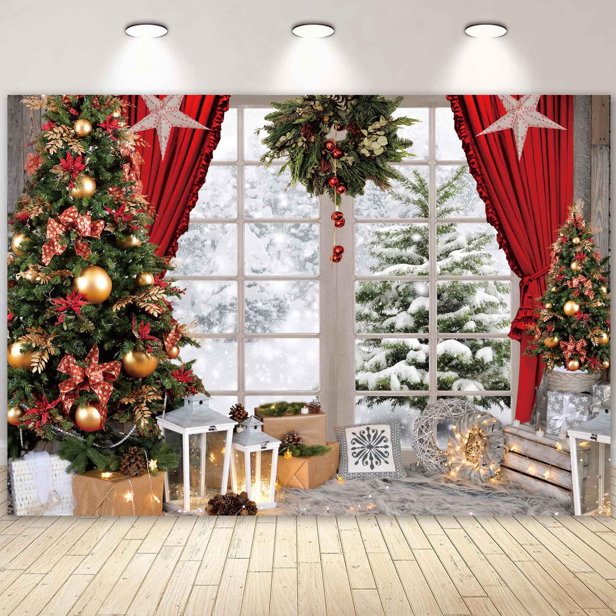 Amazon.com : LIVUCEE 7x5ft Fabric Christmas Window Backdrop for ...