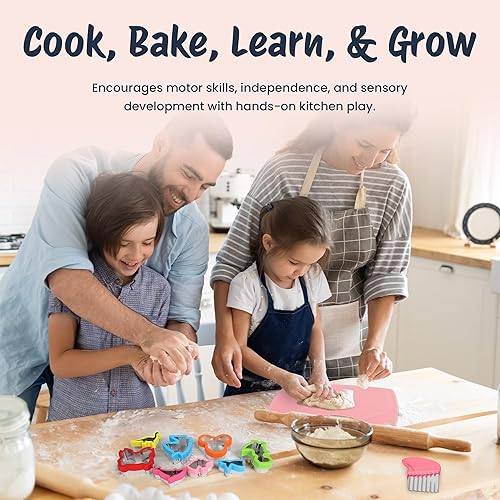 Miniatura 3 de Perlli Juego de cocina para niños pequeños de 44 piezas  Juego de cocina para niños pequeños con cuchillos de seguridad para niños, utensilios,