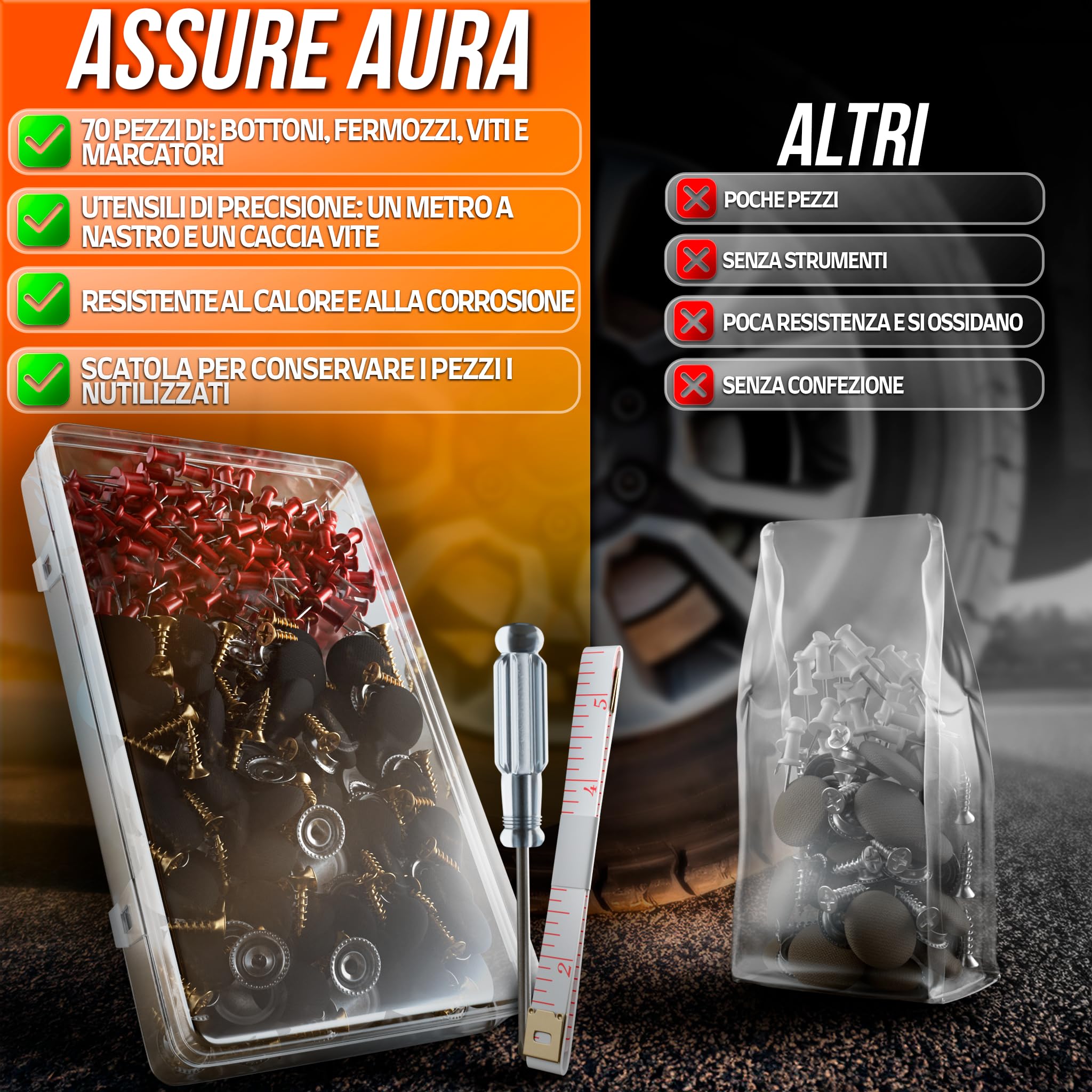 70 Kit Riparazione Cielo Auto Nero - Puntine Fissaggio Rivetti Tetto Auto Scollato Interno - Rimedi Fai da Te Bottoni per Tessuto Cielo Auto Tetto Rivestimento Universale