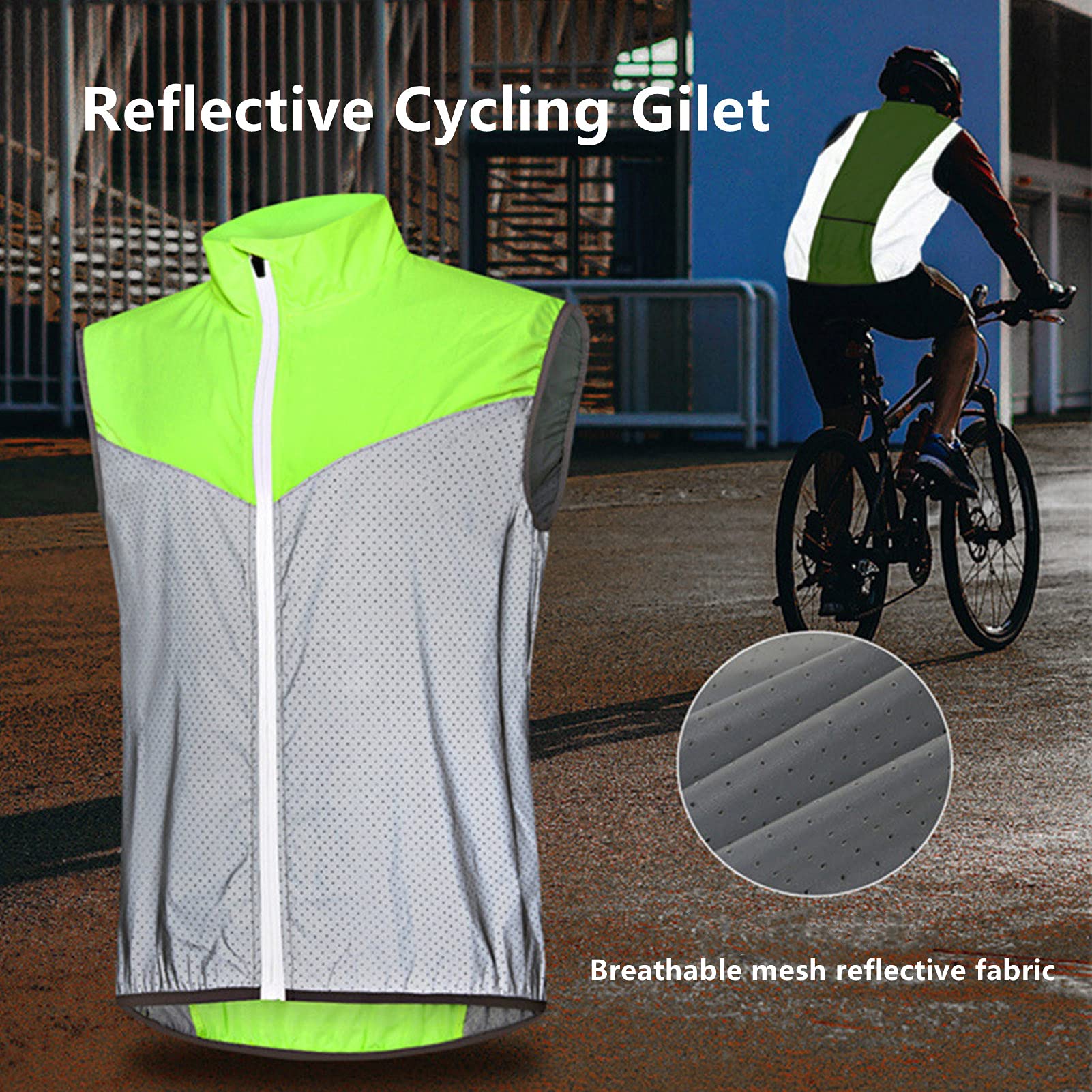 KAISUN Chaleco de Ciclismo Sin Mangas para Hombres y Mujeres Transpirable Reflectante Ciclismo Chaqueta para Correr Deportes Al Aire Libre (M,Blanco)