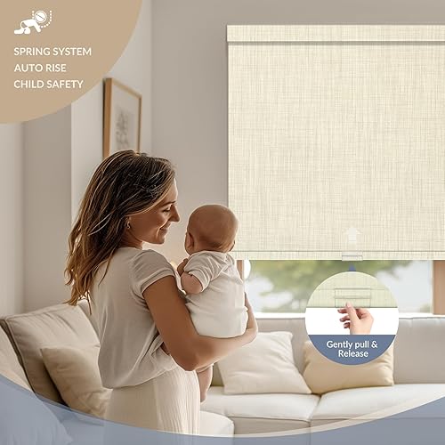 Miniatura 4 de Boolegon Persianas enrollables opacas y fáciles de instalar, sin cordones, para oscurecer la habitación, con protección UV, para el hogar, sala de